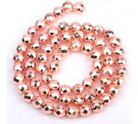 Perles Rondes En Pierre Hématite Naturelle De 2 À 10mm,Accessoires Pour Fabrication De Bijoux,Bracelets Faits À La Main,15 Pouces - Type Faceted Rose Gold-8mm About 46pcs