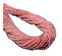 Perles rondes en pierre naturelle à facettes de 2, 3 et 4 mm (améthyste, agate, quartz, lapis-lazuli) for la création bijoux bracelets - Rubis (environ 80 pièces)(Strawberry Crystal,4mm about 80pcs)