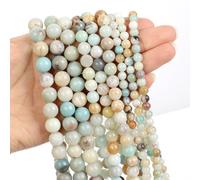 Perles Rondes En Pierre Naturelle,Agate Rayée,Aigue-Marine,Tourmaline Rose,Zèbre,Pour Bijoux De Direction,Bracelet,Collier,4-12mm - Type Amazonite-6mm 60-62pcs