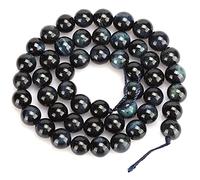Perles rondes en pierre naturelle bleu noir œil de tigre, accessoire de fabrication de bijoux à faire soi-même, tenue très brillante - Perles de bracelet de qualité AAA, parfaites (8 mm【48