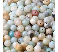 Perles rondes en pierre naturelle d'amazonite de 8 mm, couleurs mélangées, pour la fabrication de bracelets, de colliers, de boucles d'oreilles et de bijoux - Polissage authentique