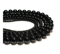 Perles rondes en pierre naturelle d'onyx noir pour la fabrication de bijoux Bracelet à bricoler soi-même Collier 4/6/8/10/12/14 mm Brin 15''-onyx noir lisse, 14mm environ 28 pcs