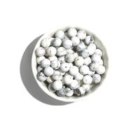 Perles rondes en pierre naturelle mate de 10 mm en howlite blanche - Perles d'espacement pour la fabrication de bracelets, colliers, boucles d'oreilles, bijoux