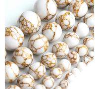 Perles rondes en pierre plaquée or filé blanc pour la fabrication de bijoux bracelet à bricoler soi-même 4/6/8/10/12 mm-or filé blanc-6 mm 61 pièces
