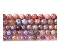 Perles rondes en pierres précieuses naturelles, 90 pièces de 4 mm en unakite naturelle, perles rondes en vrac for la fabrication de bijoux, bracelets et colliers (unakite, 4 mm)(Pink Tourmaline,6mm)