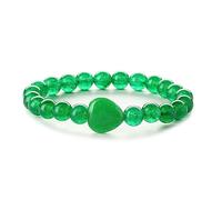 Perles Rondes en Pierres précieuses Naturelles Extensibles, Perles en Pierre en Forme de cœur, Bijoux Porte-Bonheur en Agate de 8 mm