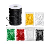 Perles rondes en résine avec cordon de 91,4 m, 6 couleurs, pour fabrication de colliers, bijoux, outil d'éducation religieuse