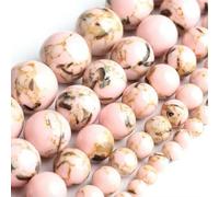 Perles Rondes en Vrac de sédiments de howlite Turquoise Naturelle de 4 à 12 mm pour la Fabrication de Bijoux - Coquille Rose howlite - 8 mm 46 pièces