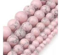 Perles Rondes en Vrac de sédiments de howlite Turquoise Naturelle de 4 à 12 mm pour la Fabrication de Bijoux - howlite Rose - 8 mm 46 pièces