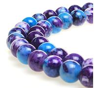 Perles rondes et lisses 5A en forme de fleur de pluie pour la fabrication de bijoux - 38,1 cm (10 mm, bleu violet)