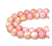 Perles rondes et lisses 5A en forme de fleur de pluie pour la fabrication de bijoux - 38,1 cm (10 mm, rouge jaune)