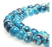 Perles rondes et lisses 5A en forme de fleur de pluie pour la fabrication de bijoux - 38,1 cm (8 mm, bleu gris)