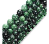Perles rondes et naturelles véritables en épidote rouge et vert pour la fabrication de bijoux d'environ 39,4 cm (épidote clinozoisite, 10 mm)