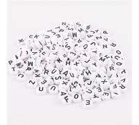 Perles Rondes Et Plates Avec Lettres De L'alphabet Anglais, En Acrylique, Colorées, Noires, Accessoires D'éveil Pour Enfants, 100 Pièces