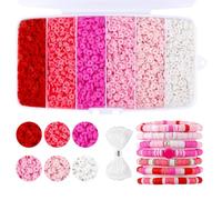 Perles Rondes et Plates en Argile polymère de 6 mm de Couleurs Assorties pour la Fabrication de Bracelets - Perles Heishi colorées pour la Fabrication de Bijoux - Perles intercalaires - Rose