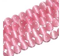 Perles rondes œil de chat pour la fabrication de bijoux, verre, rose, 6mm