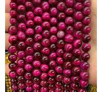 Perles rondes lisses en œil de tigre bleu du Brésil, pour la fabrication de bijoux, bracelets, colliers, boucles d'oreilles, œil de tigre rose rouge, 6 à 6,5 mm (58 à 60 pièces)