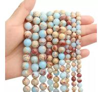 Perles Rondes Lisses en Jaspe Aqua Terra, 4 mm, 6 mm, 8 mm, 10 mm, Fil de 39,4 cm (8 mm)