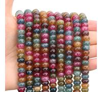 Perles rondes naturelles colorées de 5 x 8 mm en tourmaline naturelle pour la fabrication de bracelets, colliers, bijoux
