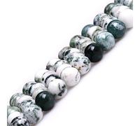 Perles rondes naturelles de 8 mm en agate verte pour la fabrication de bijoux - 38,1 cm