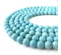 Perles rondes turquoise bleues de 6 mm pour la fabrication de bijoux (60 à 64 pièces/fil)