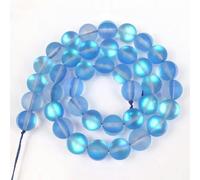 Perles scintillantes mates givrées rondes en cristal flash, pierre de lune scintillante pour la fabrication de bijoux, accessoires de bracelet 15'' - Bleu mat - 8 mm (environ 46 pièces)