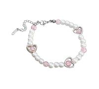 Perles synthétiques délicates en forme de cœur à longueur réglable pour un style décontracté et une fête, taille unique, Comme décrit