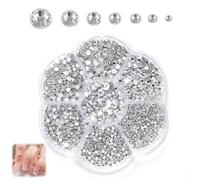 Perles Thermocollantes, Hotfix Strass Hot Fix Perles à Strass 7 Tailles 1,5~4,8mm, pour le Nail Art Vêtements, Chaussures, DIY, Cadeaux Argent