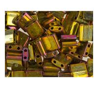 Perles Tila Iris Or Métallique Tube de 7,2 grammes par Miyuki Sont un Fla à 2 trous