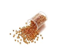Perles Tubes Pour Bracelet Lot de 1000/1800 perles cylindriques hexagonales en verre de 2 mm en vrac, petites aiguilles for la fabrication de bijoux, bracelets, colliers, DIY(Gold,2mm x 1800Pcs)