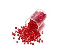 Perles Tubes Pour Bracelet Lot de 1000/1800 perles cylindriques hexagonales en verre de 2 mm en vrac, petites aiguilles for la fabrication de bijoux, bracelets, colliers, DIY(Red,2mm x 1800Pcs)