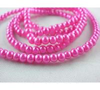 PERLES VERRE : 110 rondes nacrées fushia 8mm