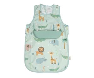 PERLETTI Bavoir de Sevrage Bebe sans Manches - Tablier Imperméable avec Bavette Amovibles en Silicone - Bavoir à Manger Enfant Fille Garçon 6 Mois 1 2 3 4 Ans Lavable Réutilisable (Vert)