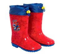 PERLETTI Bottes de Pluie Enfant Spider Man - Bottines Résistant Garçon Spiderman Semelle Antidérapante Cordon de Serrage - Chaussures École Maternelle Impérmeable Neige Boue (Rouge, 26/27 EU)