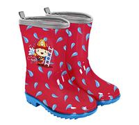 PERLETTI Bottes Pluie Enfant avec Pompier Eteint Feu - Bottines Rouges Petit Garçon Matériau PVC avec Détails Réfléchissants - Galoches Imperméables Enfants avec Semelle Antidérapante (Pompier, 22)