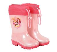 PERLETTI Bottines de Pluie Princesses Disney Enfant - Petites Bottes Imperméables Fille - Imprimé Cendrillon Raiponce Ariel - Semelle Antidérapante Rose et Cordon de Serrage