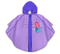 PERLETTI Cape de Pluie Enfant Fille 3 4 5 6 Ans Petite Sirène - Poncho Enfants Gamines Blanc Rose et Vert avec Capuche et Boutons - Manteau Imperméable Little Mermaid Détails Réfléchissants