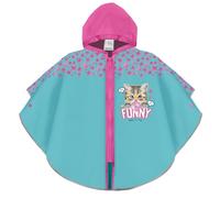 PERLETTI Cape de Pluie Petite Fille 3 4 5 6 Ans avec Fermeture Éclair - Poncho Enfant Réfléchissant avec Capuche - Manteau Imperméable Rose Ecole Maternelle Résistant Léger (3-6 ans, Chaton)