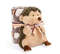 PERLETTI Couverture Bebe avec Animal en Peluche Douce - Plaid avec Doudou Petit Enfant 0 1 2 3 Ans - Cadeau de Naissance Bebe Fille Garcon Coloré Tissu Moelleux Chaud - 120x80 cm (Hérisson)
