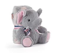 PERLETTI Couverture Bebe avec Animal en Peluche Douce - Plaid Gris Rose avec Doudou Éléphant Petit Enfant 0 1 2 3 Ans - Cadeau de Naissance Bebe Fille Garcon Moelleux Chaud - 120x80 cm (Éléphant)