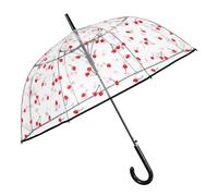 PERLETTI Grand Parapluie Transparent Femme Fille avec Cœurs - Parapluie Automatique Cloche Coupole - Ombrelle Dame Résistant Coupe Vent Elégant Incassable Coupe Vent - Diamètre 89 cm (Cerises)