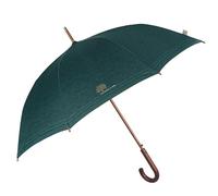 PERLETTI Green Parapluie Canne Ecologique Femme Automatique - Poignée en Bois Biodégradable - Parapluie Elegant Classique Réutilisable - Parapluie en Matériau Recyclé - Diamètre 116 cm (XL Vert)