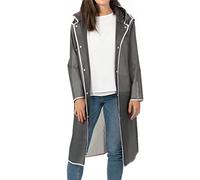 PERLETTI Imperméable adulte gris semi-transparent, bord blanc. Détails réfléchissants haute visibilité. Taille S