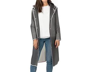 PERLETTI Imperméable adulte gris semi-transparent, bord blanc. Détails réfléchissants haute visibilité. Taille S