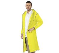 PERLETTI Imperméable Homme Femme avec Capuche - Coupe Vent Garçon Fille Détails Réfléchissants - Poncho Pluie Dame Monsieur Coupe Vent - Veste Manteau Adulte Taille S M L Randonnées (Jaune Fluo, S)
