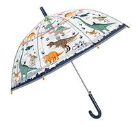 PERLETTI Parapluie Enfant Cloche Transparent Dinosaures - Long Parapluie Coupe Vent Incassable avec Détails Réfléchissants - Parapluie Ouverture Automatique Petit Garçon - Diamètre 74 cm (Dinosaure)