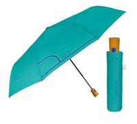 PERLETTI Parapluie Femme Pliant Automatique Motif Rayé Pois Fleur - Ombrelle Dame Incassable Compact Anti Retournement - Parapluie Mini Petit Pliable - Diamètre 96 cm (Bleu Lagon)