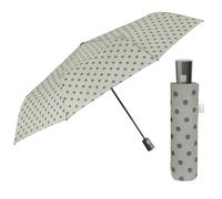 PERLETTI Parapluie Femme Pliant Automatique Motif Rayé Pois Fleur - Ombrelle Dame Incassable Compact Anti Retournement - Parapluie Mini Petit Pliable - Diamètre 96 cm (Gris à Pois)