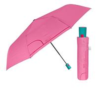 PERLETTI Parapluie Femme Pliant Automatique Motif Rayé Pois Fleur - Ombrelle Dame Incassable Compact Anti Retournement - Parapluie Mini Petit Pliable - Diamètre 96 cm (Rose Bonbon)