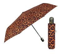 PERLETTI Parapluie Femme Pliant Ouverture et Fermeture Automatique - Ombrelle Femmes Pliable Coloré à Motifs Sac à Main Voyage - Parapluie Dame Fille Incassable (Léopard Orange)